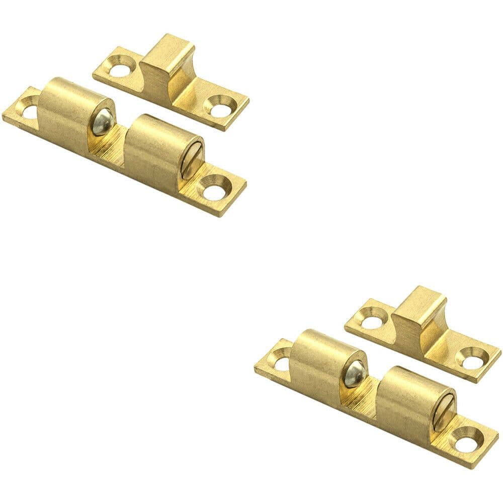2x Double Ball Roller Cupboard Catch 43 x 8mm 34.5mm Fixing Centres Self Colour
