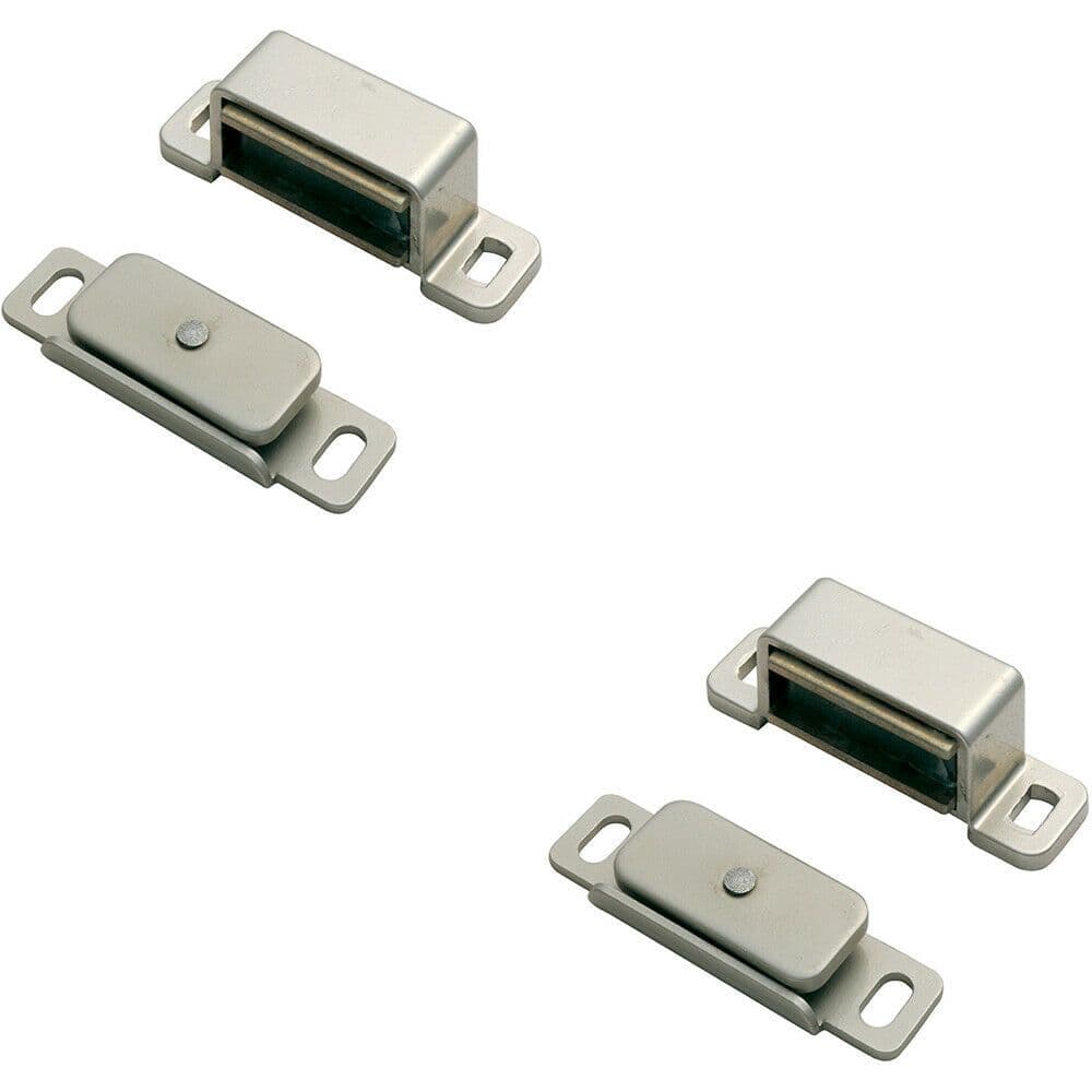 2x Magnetic Cupboard Door Catch 37mm Fixing Centres Pull Nickel Plated