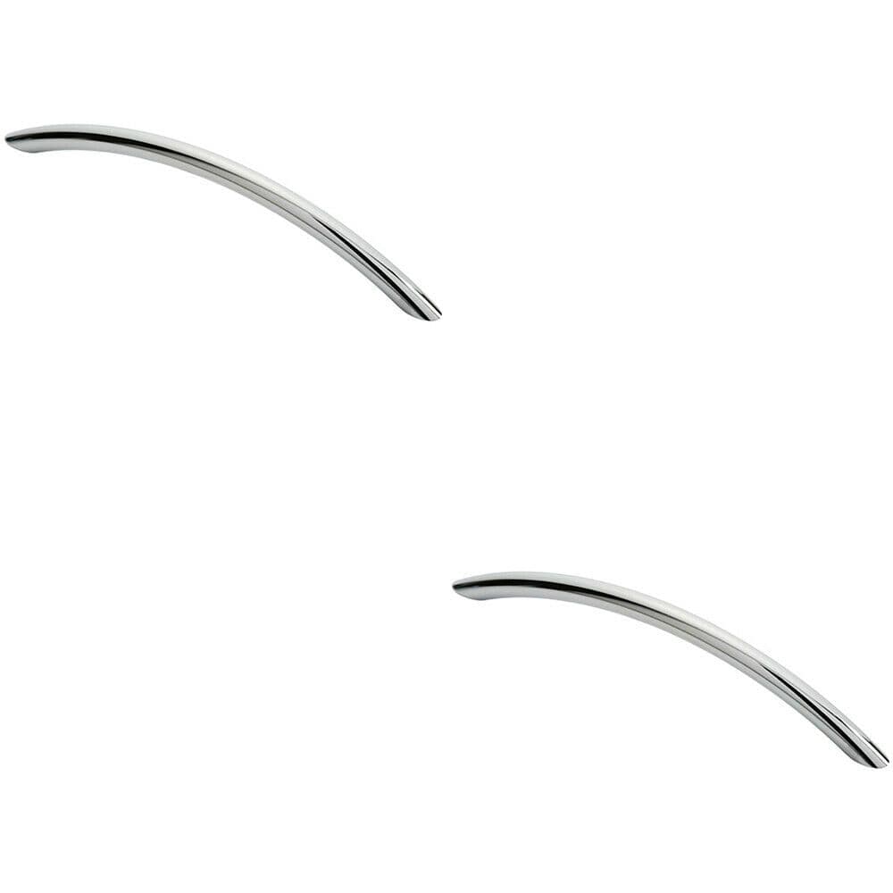 2x Curved Bow Cabinet Pull Handle 190 x 10mm 160mm Fixing Centres Chrome