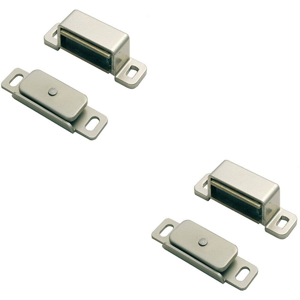 2x Magnetic Cupboard Door Catch 36.5mm Fixing Centres Pull Nickel Plated