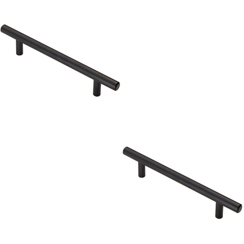 2x T Bar Cupboard Pull Handle 188 x 12mm 128mm Fixing Centres Matt