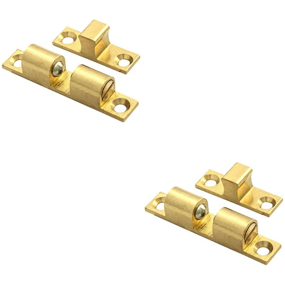 2x Double Ball Roller Cupboard Catch 50 x 9mm 40mm Fixing Centres Self