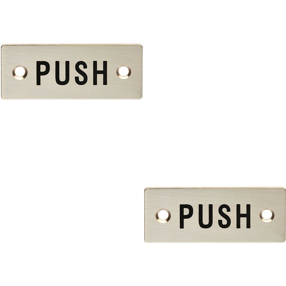 2x Rectangular Door Push Sign 75 x 30mm Satin Stainless Steel Door Plate