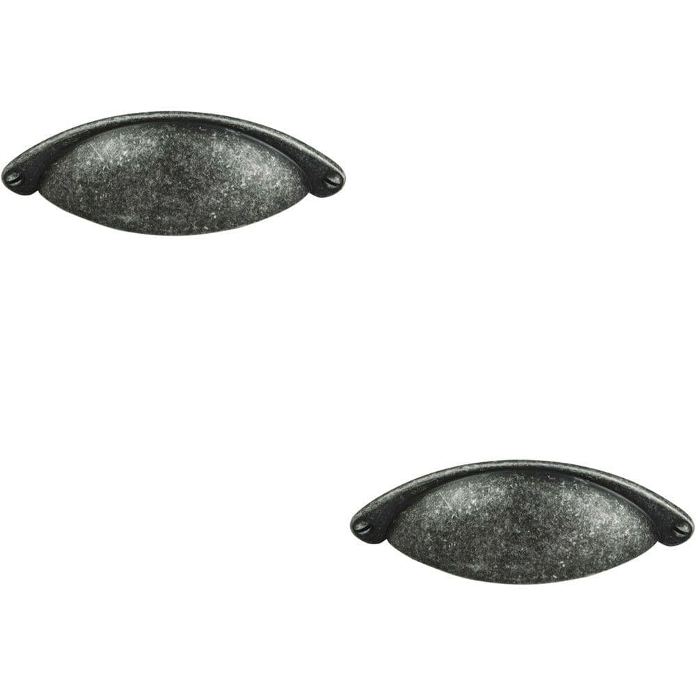 2x Traditional Cup Pull Handle 104 x 26mm 64mm Fixing Centres