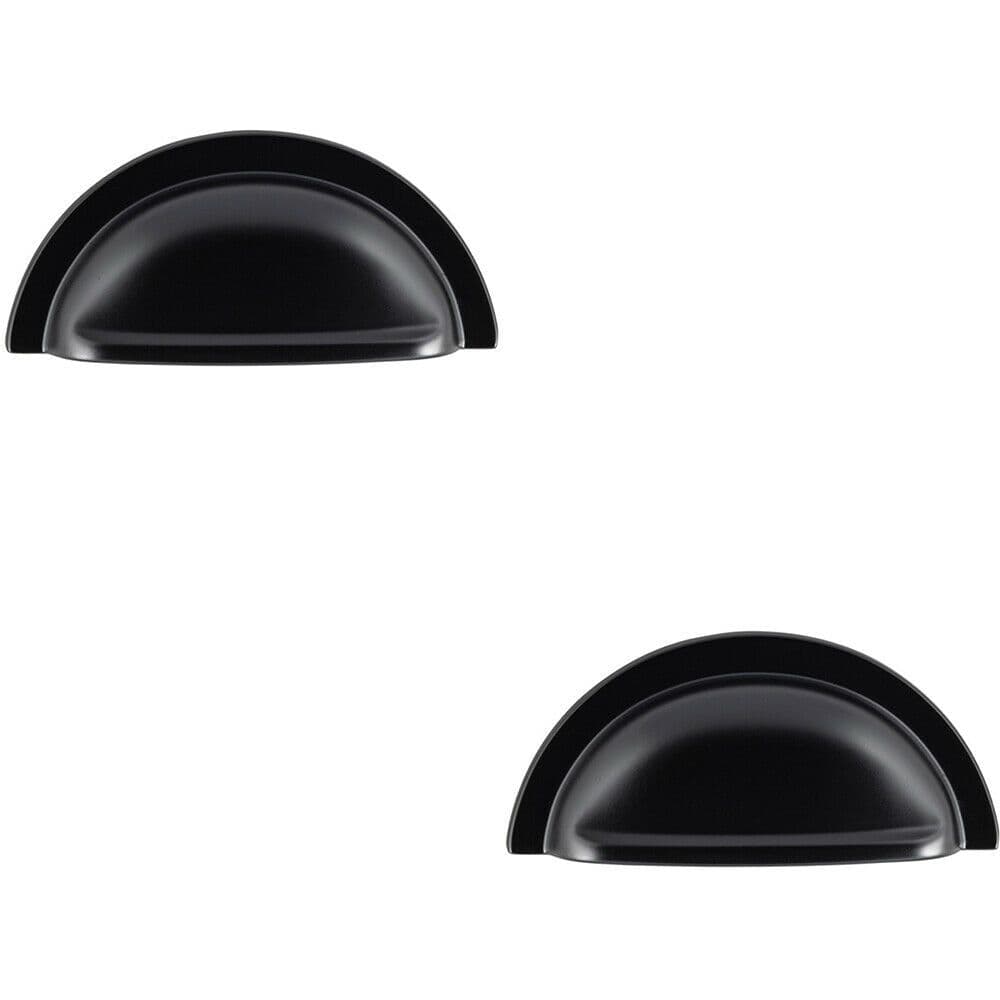 2x Cabinet Cup Pull Handle 91 x 45mm 76mm Fixing Centres Matt