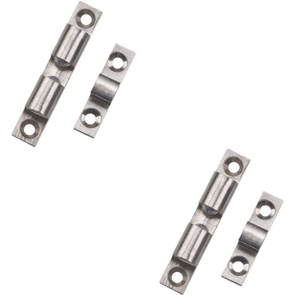 2x Double Ball Roller Cupboard Catch 50 x 9mm 40mm Fixing Centers Satin Chrome