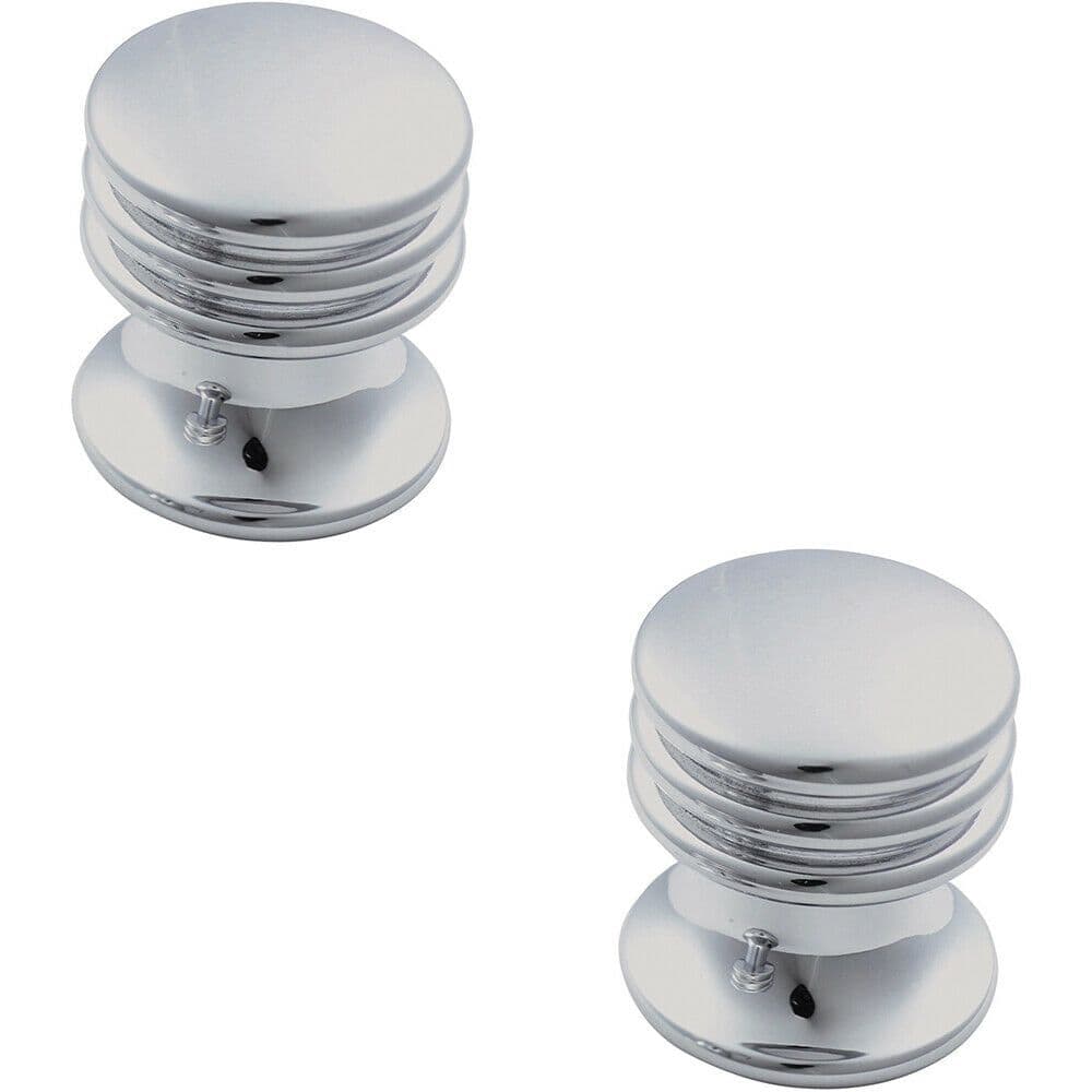 2x One Piece Textured Cupboard Door Knob 15.5mm Diameter Polished Chrome