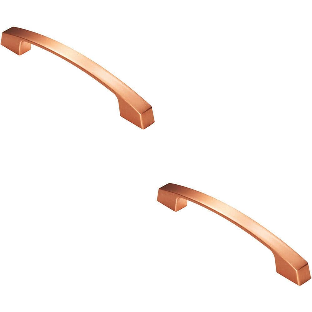 2x Curved Flat Faced Cupboard Pull Handle 160mm Fixing Centres Satin