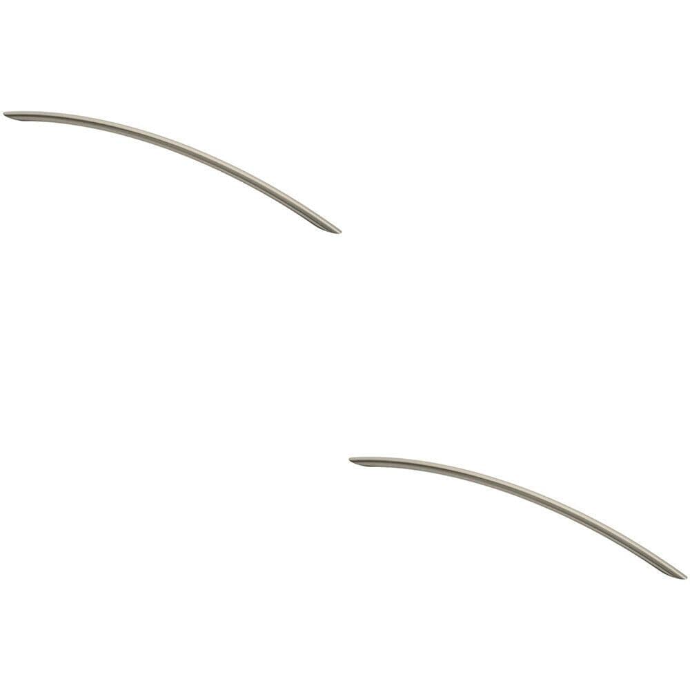 2x Curved Bow Cabinet Pull Handle 372 x 10mm 320mm Fixing Centres Satin Nickel