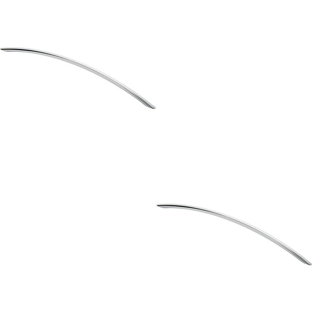 2x Curved Bow Cabinet Pull Handle 408 x 10mm 352mm Fixing Centres Chrome