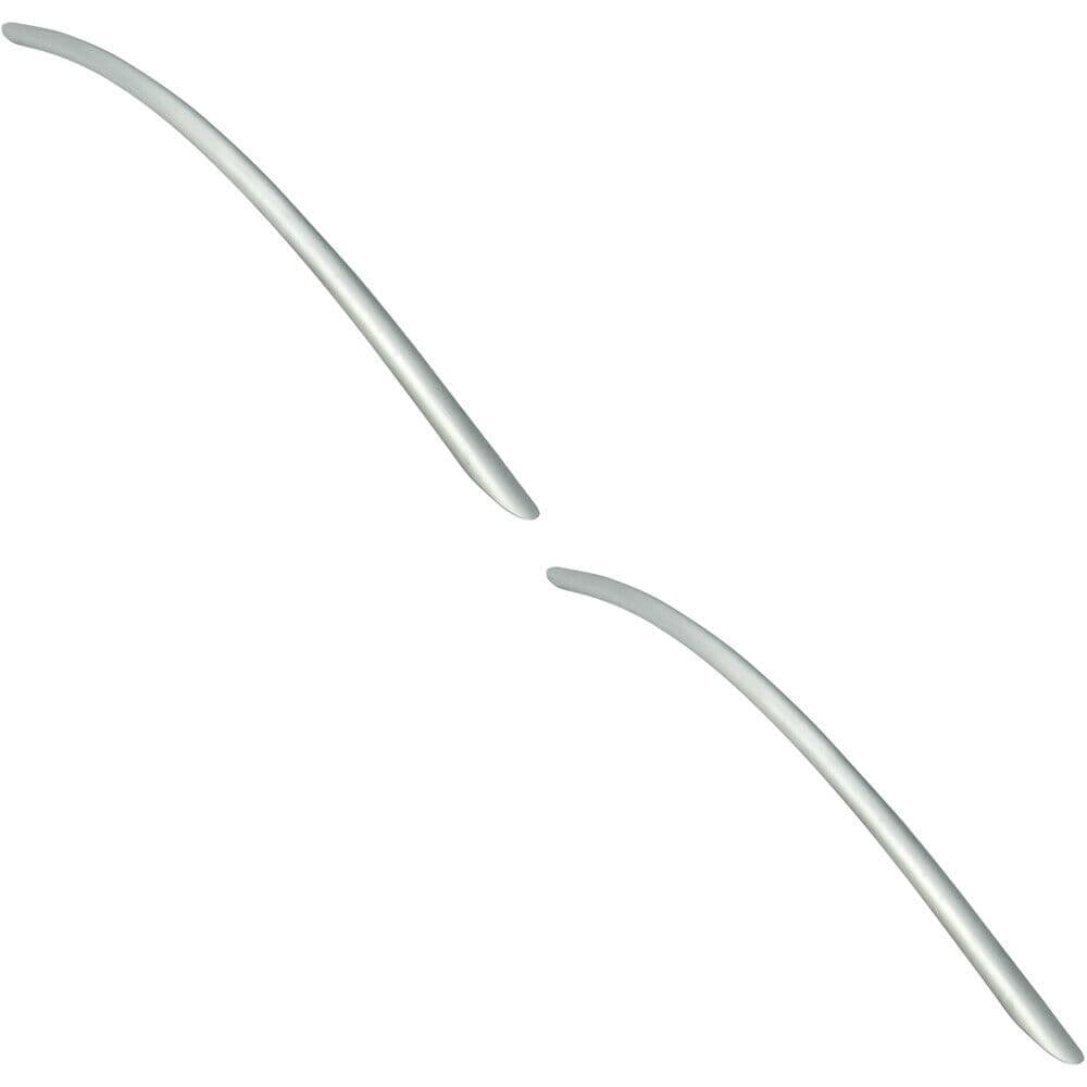 2x Curved Bow Cabinet Pull Handle 408 x 10mm 352mm Fixing Centres Satin Nickel