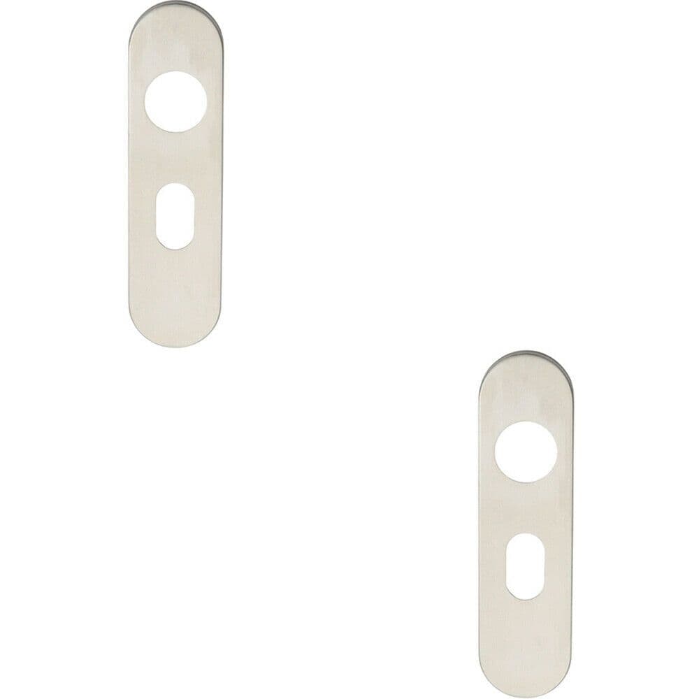 2x PAIR Radius UK Oval Cylinder Plate Cover 170 x 45 x 8mm Satin Steel