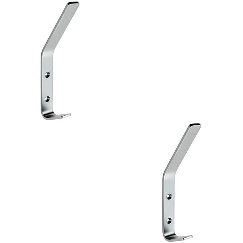 2x Flat One Piece Hat & Coat Hook 175 x 20mm Satin Anodised Aluminium