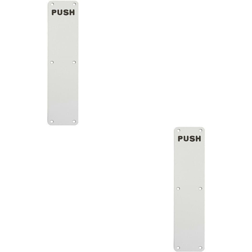 2x Push Engraved Door Finger Plate 350 x 75mm Satin Anodised Aluminium