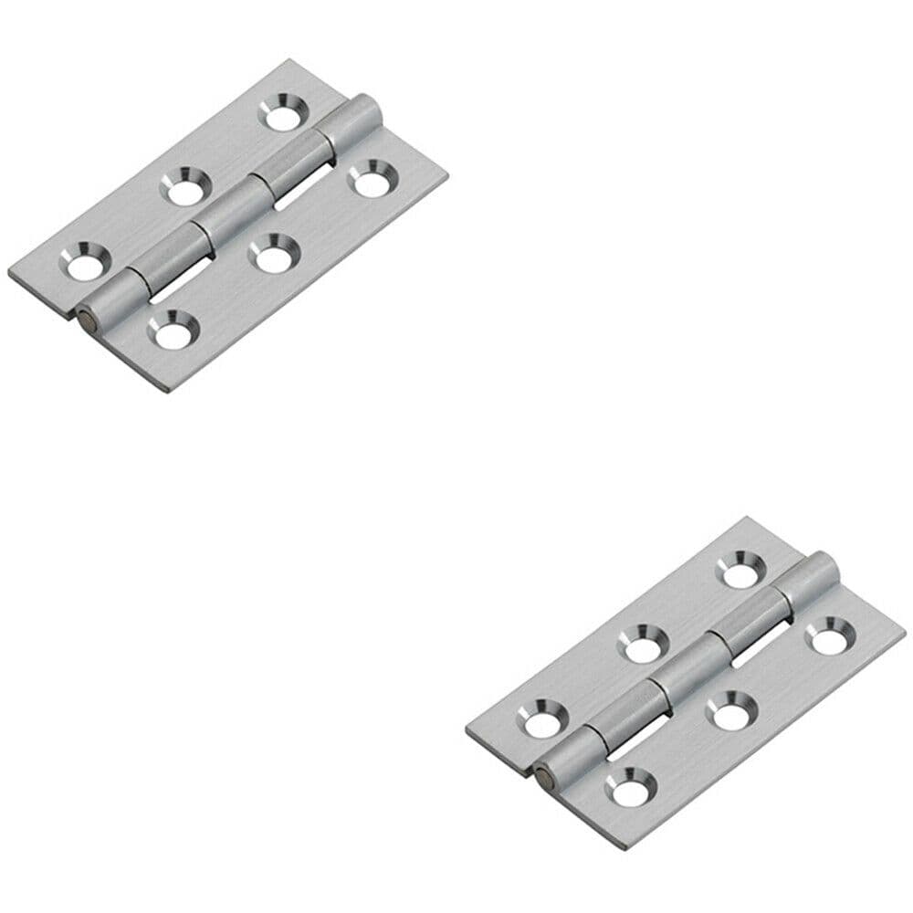 2x PAIR 50 x 28 x 1.5mm Cabinet Hinge Satin Chrome Small Cupboard Door