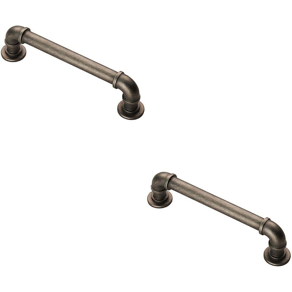 2x Pipe Design Cabinet Pull Handle 128mm Fixing Centres 12mm Dia