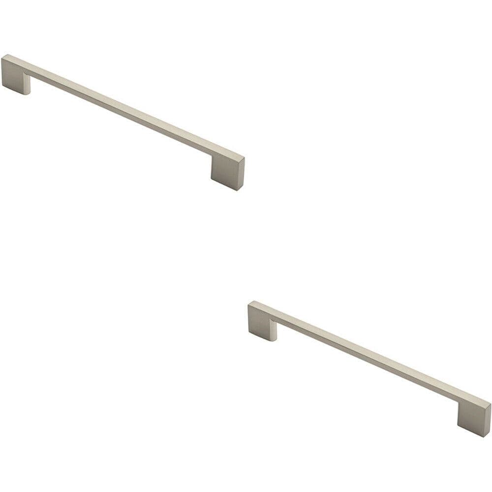 2x Slim D Shape Pull Handle 220 x 8.5mm 192mm Fixing Centres Satin Nickel