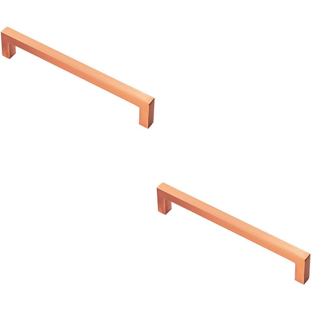 2x Square Block Pull Handle 170 x 10mm 160mm Fixing Centres Satin
