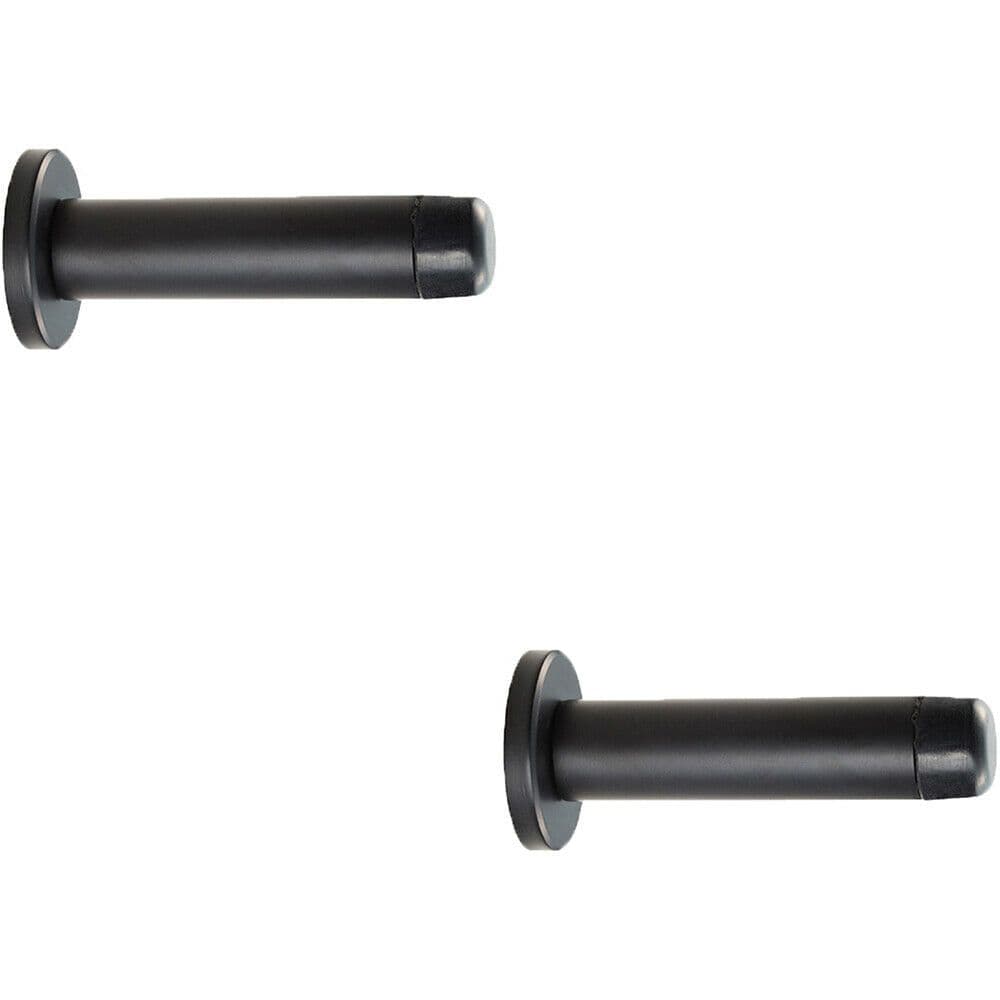 2x Rubber Tipped Doorstop Cylinder Rose Wall Mounted 70mm Matt