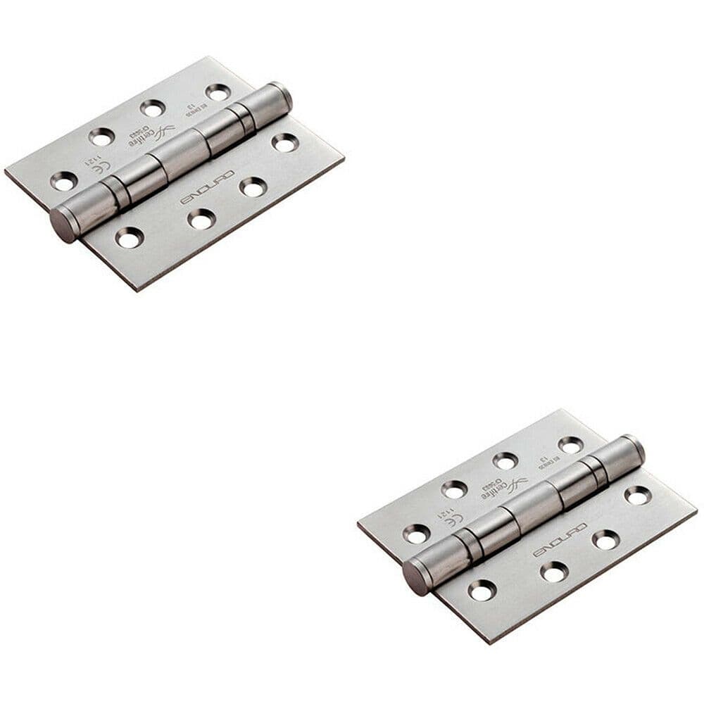 2x PAIR 102 x 76 x 3mm 13 Ball Bearing Hinge Satin Stainless Steel Interior Door