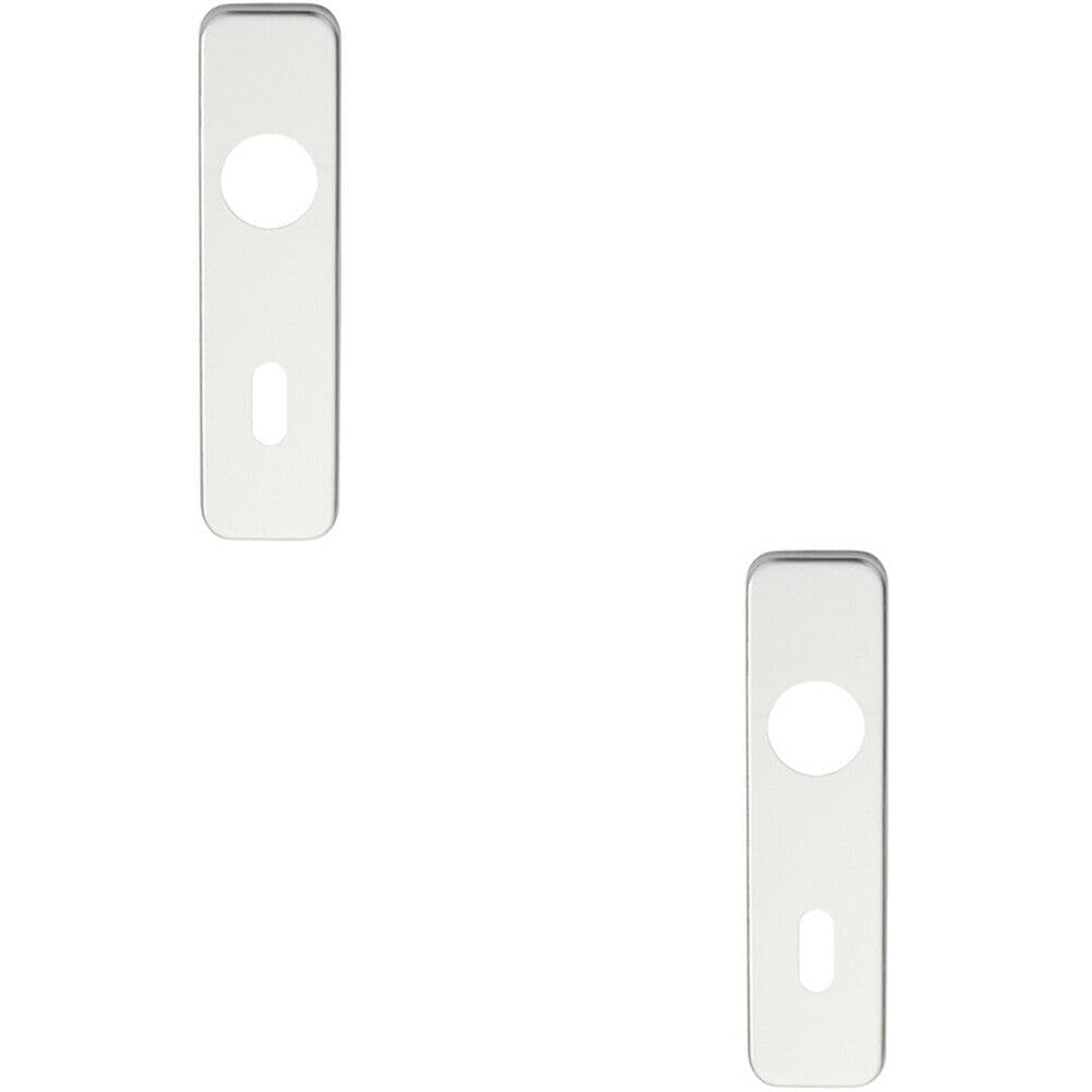 2x PAIR Door Handle Lock Backplate Safety Levers 154 x 40mm Satin Aluminium