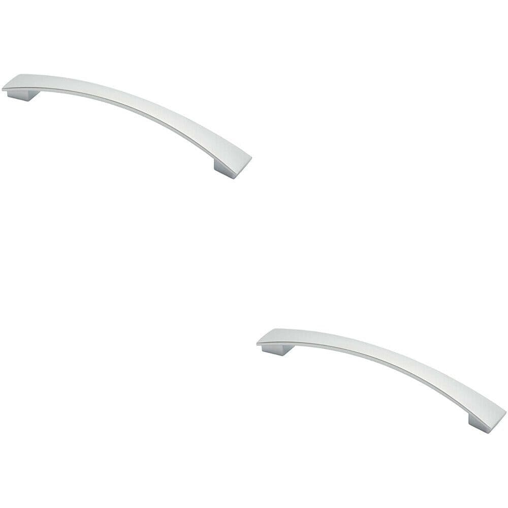 2x Curved Bow Pull Handle 218.5 x 26mm 192mm Fixing Centres Polished Chrome