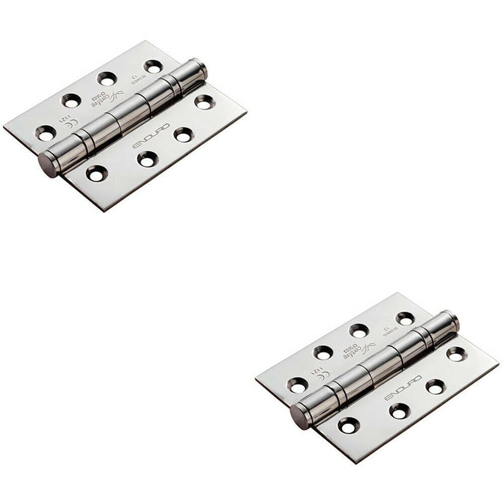 2x PAIR 102 x 76 x 3mm 13 Ball Bearing Hinge Stainless Steel Interior Door