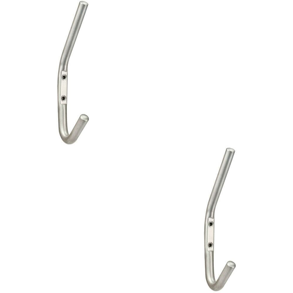 2x Slimline One Piece Hat & Coat Hook 59mm Projection Satin Stainless Steel