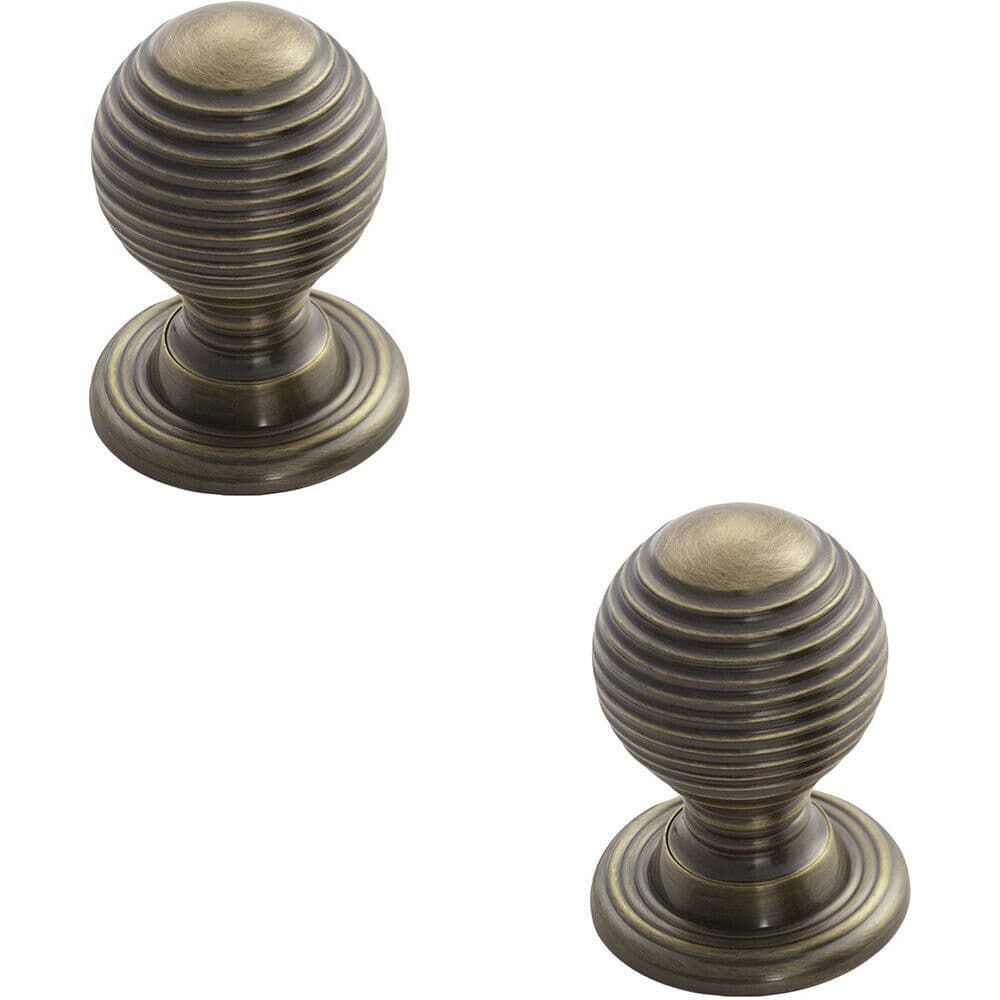 2x Textured Reeded Ball Cupboard Door Knob 23mm Dia Florentine Handle