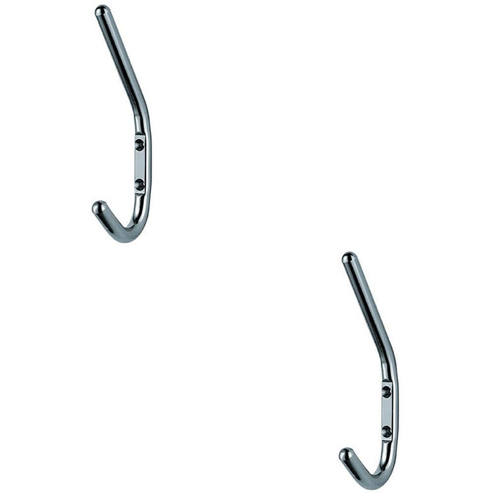 2x Slimline One Piece Hat & Coat Hook 59mm Projection Bright Stainless Steel