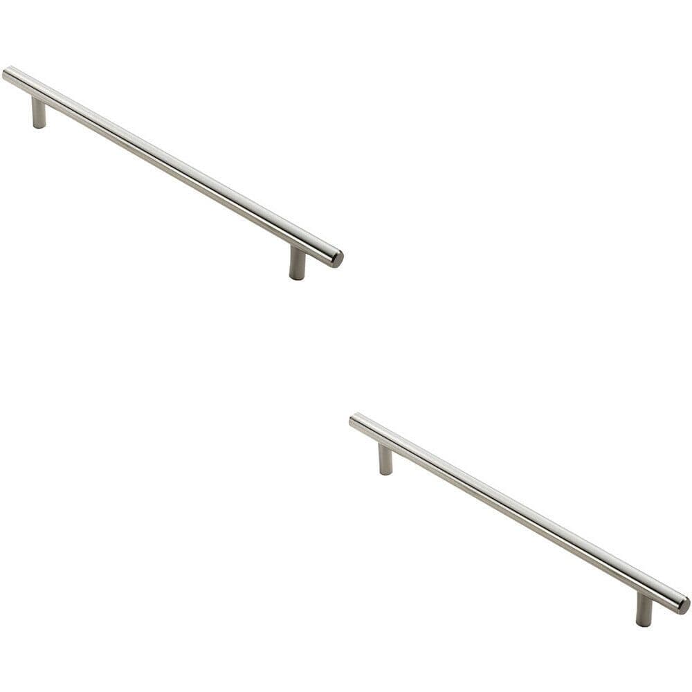 2x Round T Bar Cabinet Pull Handle 828 x 12mm 768mm Fixing Centres Satin Nickel