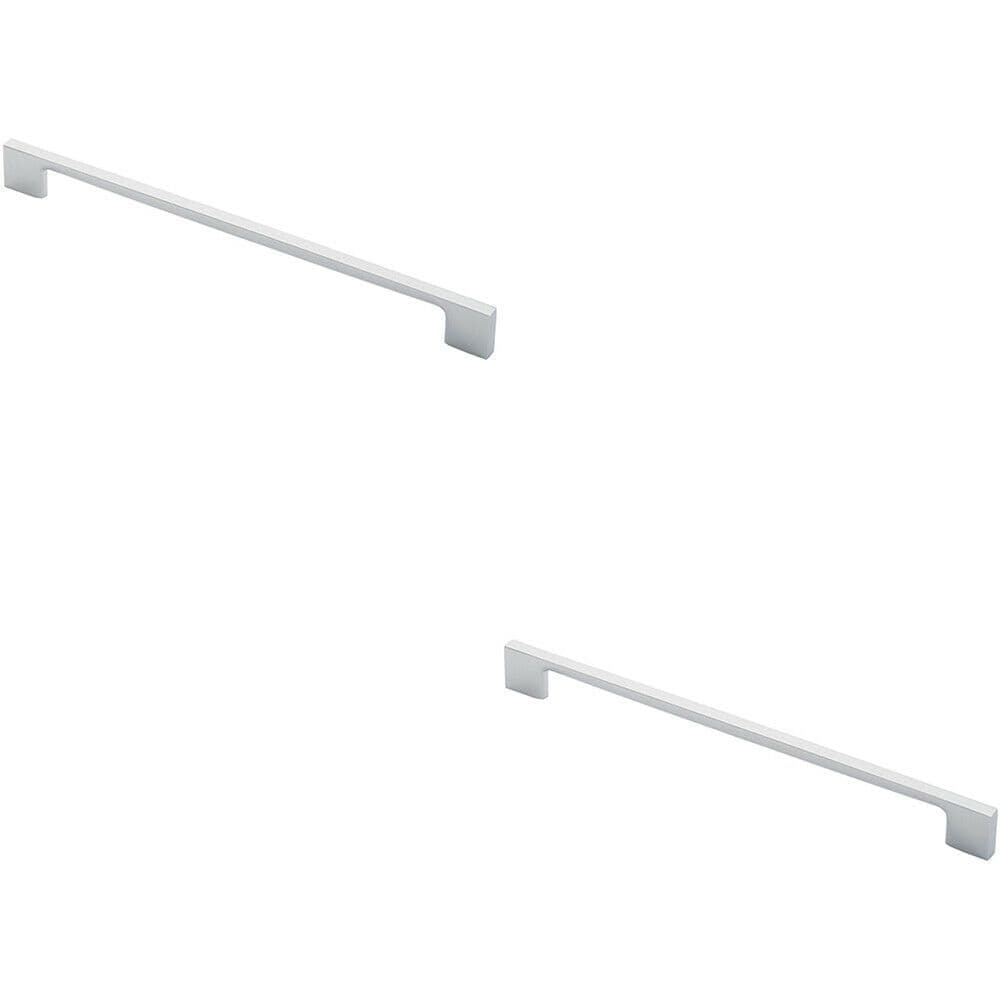 2x Slim D Shape Pull Handle 290 x 9mm 256mm Fixing Centres Polished Chrome