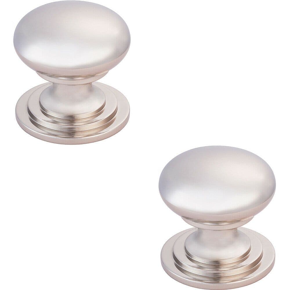 2x Victorian Round Cupboard Door Knob 38mm Dia Polished Nickel Cabinet Handle