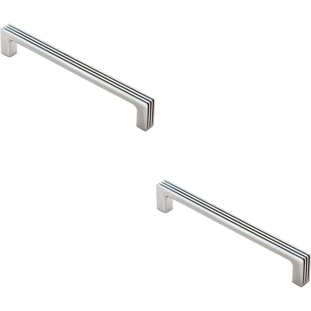 2x Straight D Bar Door Handle Grooves 160mm Fixing Centres Polished Chrome