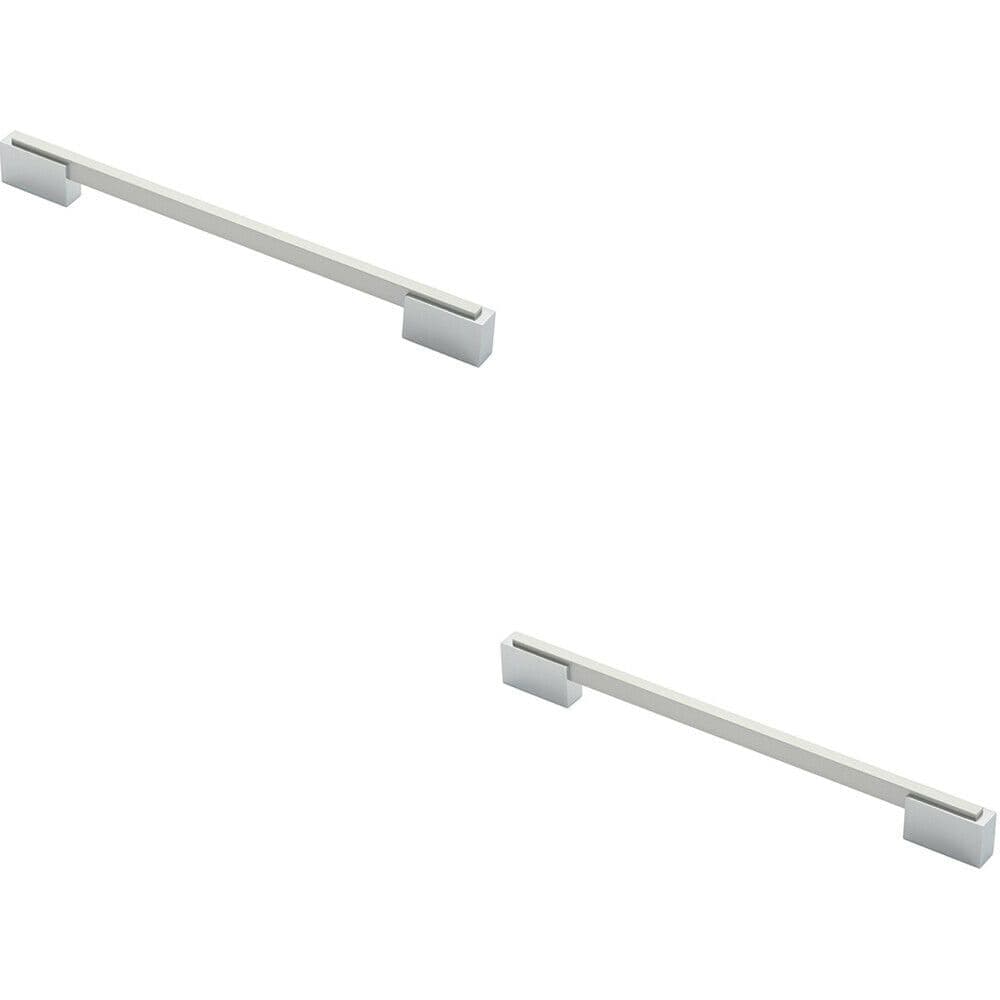 2x Thin Rectangular Bar Recessed Plinths 224mm Centres Dual Chrome