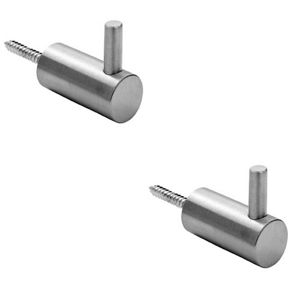 2x Coat Hook Concealed Fixing 35mm Projection Satin Stainless Steel