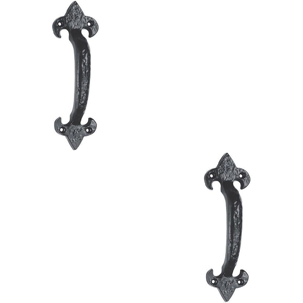 2x Traditional Forged Iron Pull Handle 180 x 52mm Antique Door Handle