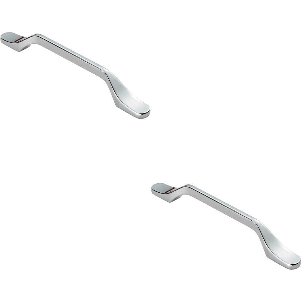 2x Straight Slimline Cupboard Pull Handle 160mm Fixing Centres Polished Chrome