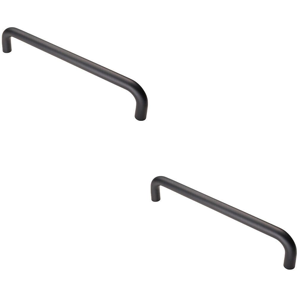 2x Round D Bar Pull Handle 319 x 19mm 300mm Fixing Centres Matt