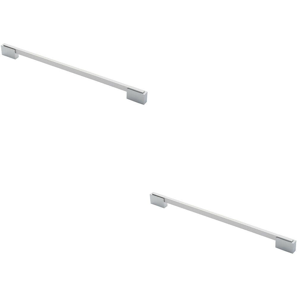 2x Thin Rectangular Bar Recessed Plinths 320mm Centres Dual Chrome