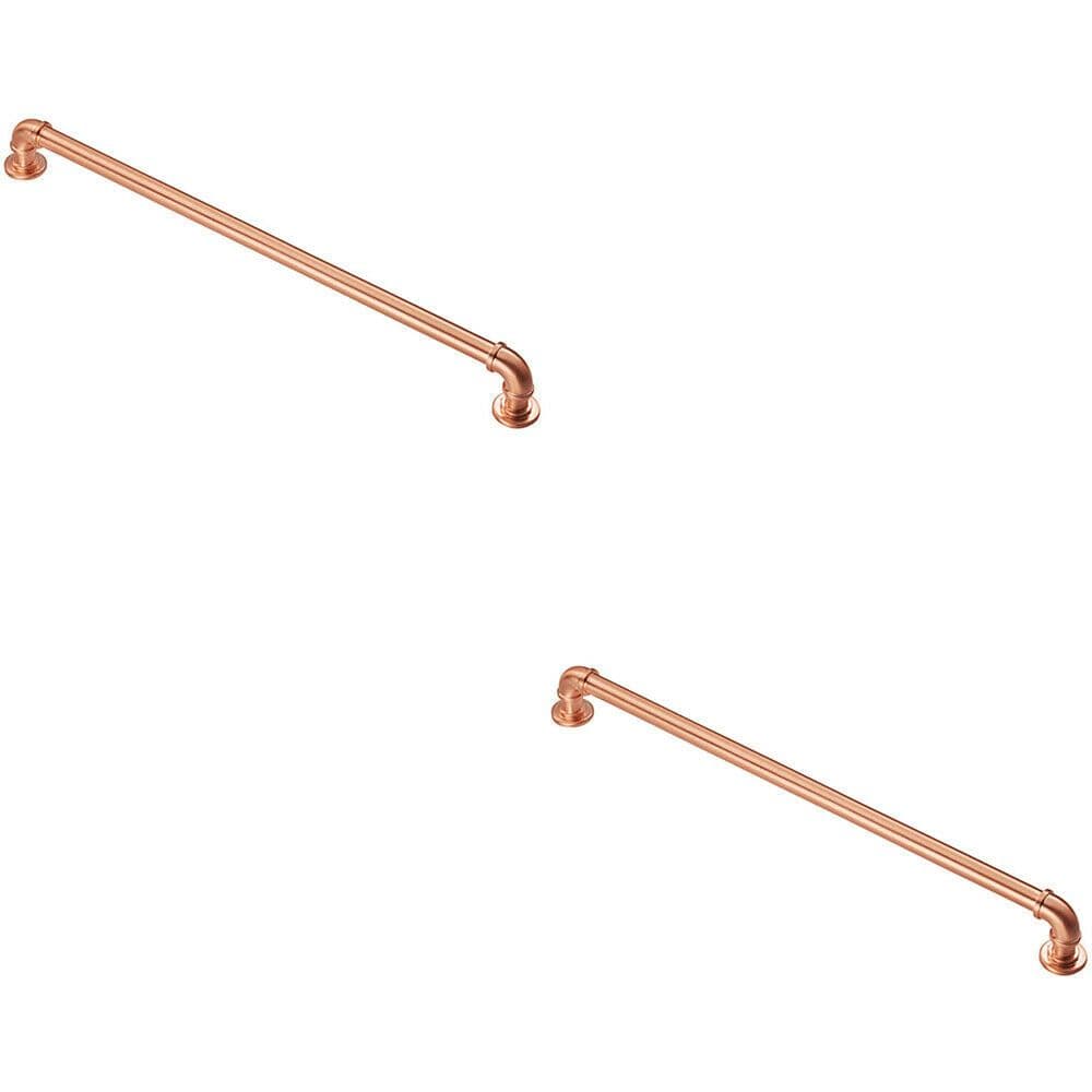2x Industrial Pipe Design Door Pull Handle 320mm Fixing Centres Satin