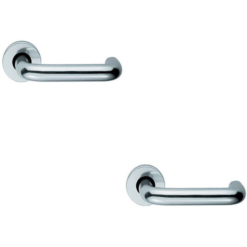 2x PAIR 19mm Round Bar Safety Lever Concealed Fix Round Rose Polished Aluminium
