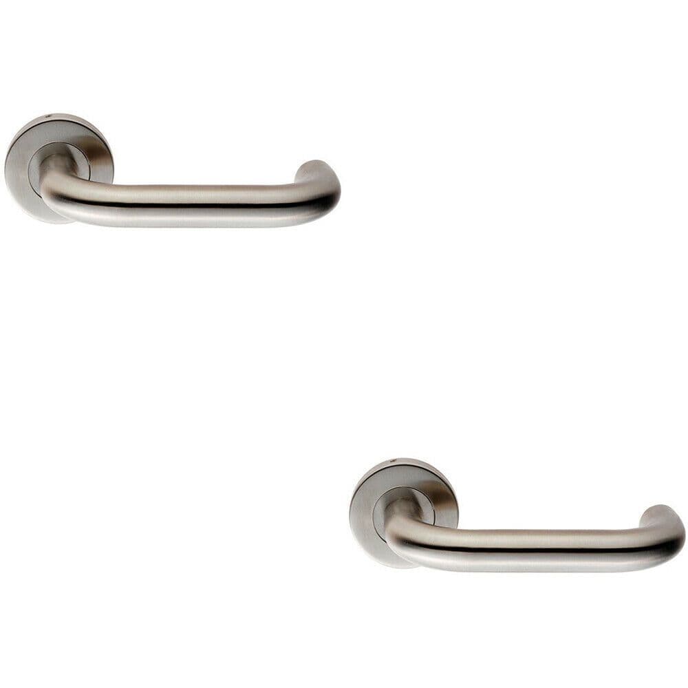 2x PAIR 19mm Round Bar Safety Lever on Slim Round Concealed Fix Satin Steel