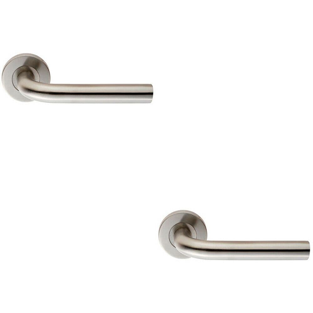 2x PAIR 19mm Straight Round Bar Handle on Round Concealed Fix Satin Steel