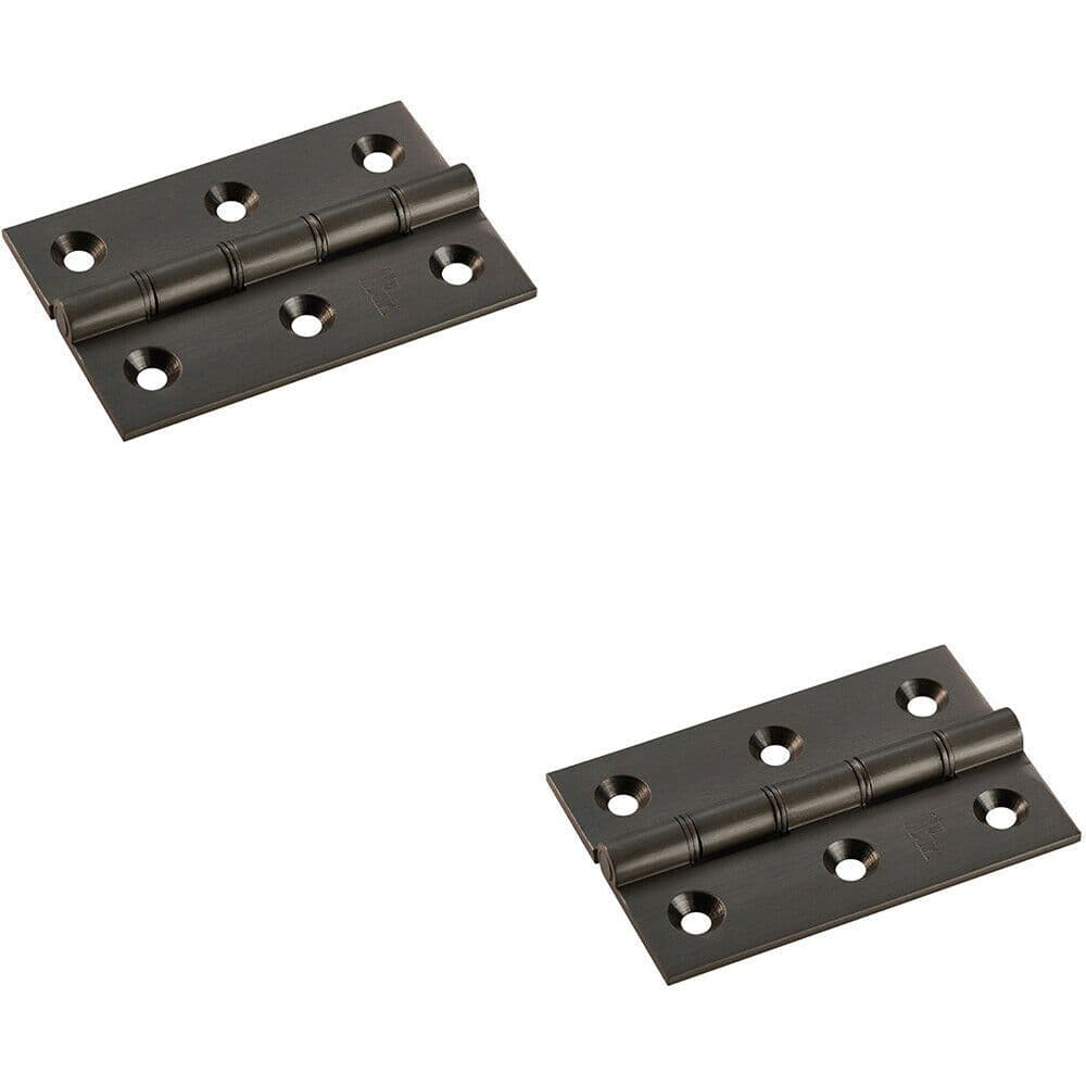 2x PAIR 76 x 50 x 2.5mm Brass Washered Butt Hinge Matt Bronze Internal Door