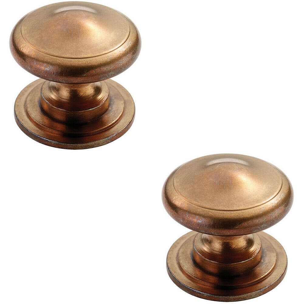 2x Cottage Cupboard Door Knob 38mm Diameter Solid Cabinet Handle