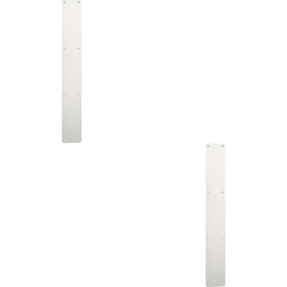 2x Plain Door Finger Plate 650 x 75mm Bright Stainless Steel Push Plate