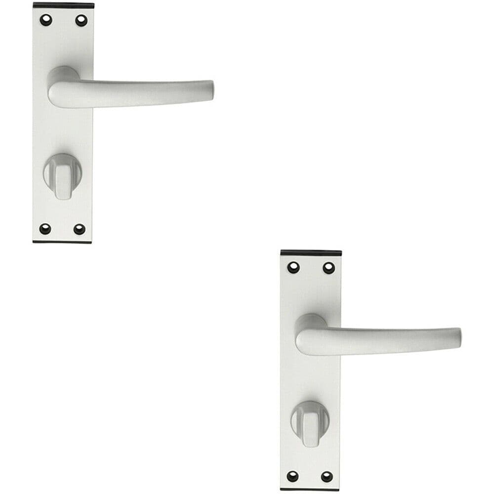 2x PAIR Straight Handle on Bathroom Backplate 152 x 38mm Satin Aluminium