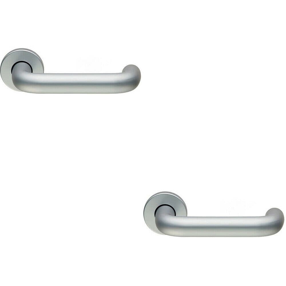 2x PAIR 22mm Round Bar Safety Lever on Round Rose Concealed Fix Satin Aluminium