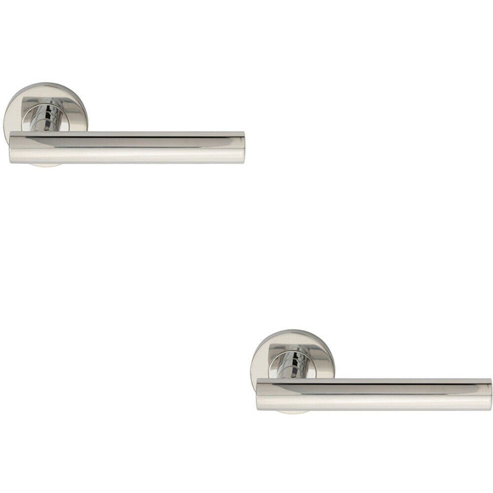 2x PAIR Straight Round T Bar Handle on Round Concealed Fix Polished Steel